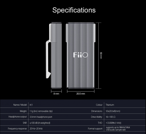 fiio k1 caratteristiche tecniche
