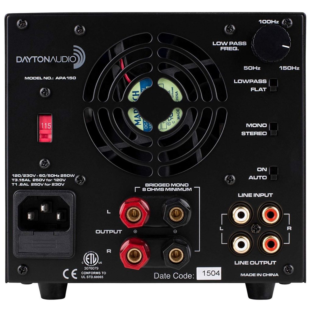 Dayton Audio APA150 rear